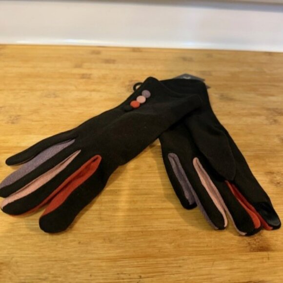 Retro Faux Suede gloves with multi color blocking - NWT - Picture 8 of 16